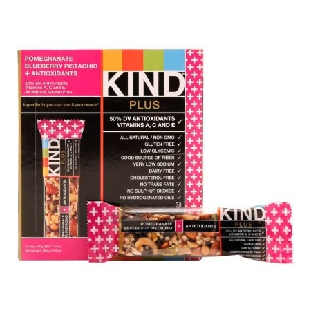 Kind KIND Plus Nutrition Boost Bar, Pom. Blueberry Pistachio/Antioxidants, 1.4 oz., 12/Box 17221